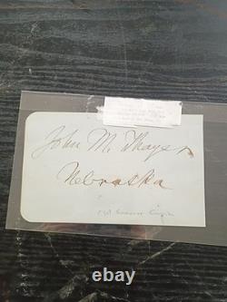 John M Thayer & Charles Devens Autograph Card Civil War Generals & Governors