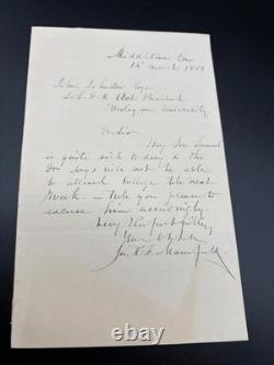 Joseph K Mansfield Autograph Letter Civil War Union General KIA Antietam Battle