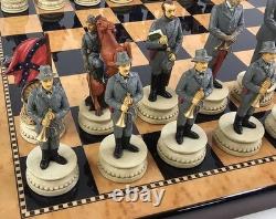 LARGE 4.5 King US Civil War General Queens Chess Set W 18 Walnut Color Board