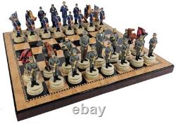 LARGE 4.5 King US Civil War General Queens Chess Set W 18 Walnut Color Board