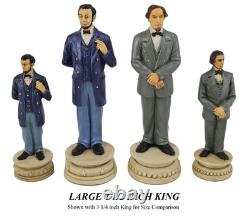 LARGE 4.5 King US Civil War General Queens Chess Set W 18 Walnut Color Board