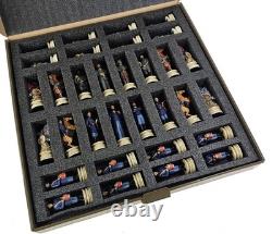 LARGE 4.5 King US Civil War General Queens Chess Set W 18 Walnut Color Board