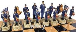 LARGE 4.5 King US Civil War General Queens Chess Set W 18 Walnut Color Board