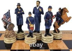 LARGE 4.5 King US Civil War General Queens Chess Set W 18 Walnut Color Board