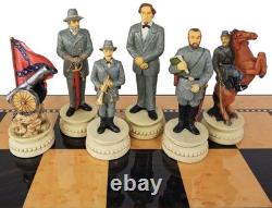 LARGE 4.5 King US Civil War General Queens Chess Set W 18 Walnut Color Board
