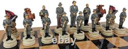 LARGE 4.5 King US Civil War General Queens Chess Set W 18 Walnut Color Board