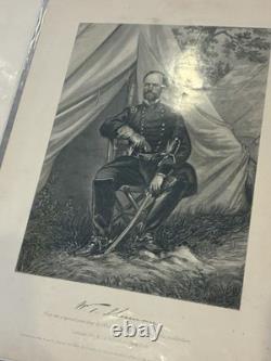 LOT 30 ORIG CIVIL WAR 1860s US CFA STEEL PLATE PRINT GENERALS WAR SLAVES 19th C