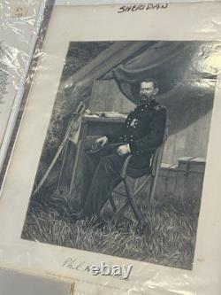 LOT 30 ORIG CIVIL WAR 1860s US CFA STEEL PLATE PRINT GENERALS WAR SLAVES 19th C