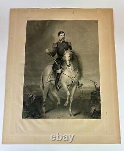 Large Antique Steel Engraving Of General George McClellan Civil War By Ormsby