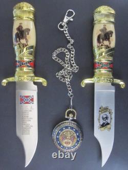 (Lot of 3) Bowie Knives & Pocket Watch Civil War General Robert E Lee Free S/H