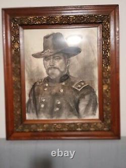 Lt. General Ulysses S. Grant Charcoal Portrait Signed By Artist