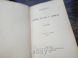 MEMOIRS OF GENERAL WILLIAM T. SHERMAN 1st Edition CIVIL WAR History 2V Set 1875