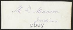 Mahlon Dickerson Manson d1895 signed autograph 2x5 cut Civil War General ^