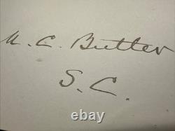 Matthew C Butler Autograph Confederate General Civil War US Senator Confederate