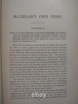 McCLELLAN'S OWN STORY GENERAL GEORGE McCLELLAN CIVIL WAR MEMOIR 1887 FIRST EDI