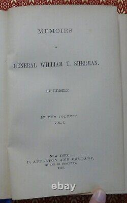 Memoirs of General WT Sherman Written by Himself Vols I & II D Appleton HC 1875