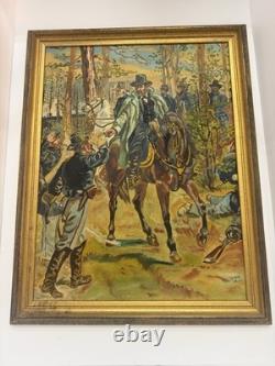Michael St. Charles Original 1958 Oil Painting Civil War General Horse Framed