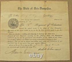 New Hampshire CIVIL War General Signed Commission