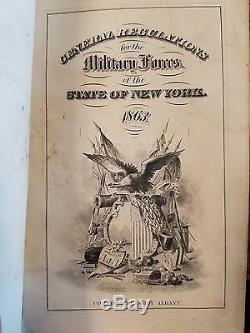 New York State Militia 1863 General Regulations Civil War Era Fine Binding