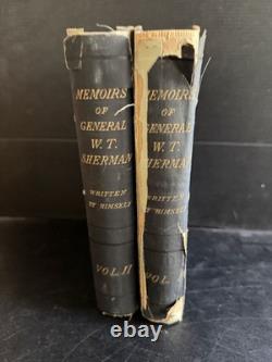 OOP 1st Edition Memoirs of General W. T. Sherman, Volume I & II HC 1875 Civil War