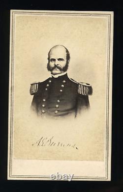 ORIGINAL 1860s CDV PHOTO CIVIL WAR General BURNSIDE Facsimile Signed