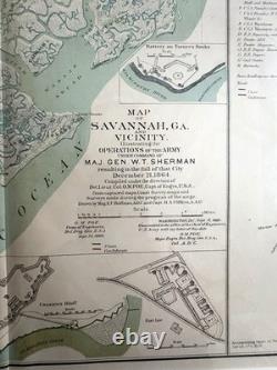 Original 1881 Civil War Map Savannah General Sherman Selma Official Records