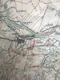 Original 1881 Civil War Map Savannah General Sherman Selma Official Records