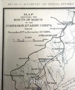 Original 1881 Civil War Map Savannah General Sherman Selma Official Records