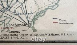Original 1881 Civil War Map Savannah General Sherman Selma Official Records