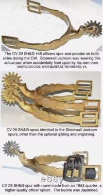 Original Antique Civil War Confederate General Officer Spur Stonewall Jackson