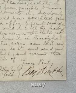 Original Civil War General Benjamin Butler Autographed Letter & Engraving