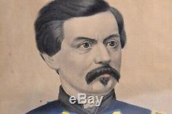 Original Currier Hand-Colored Lithograph General George B. McClellan Civil War Er