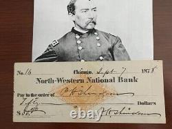 Philip H. Sheridan Twice-signed Check, American CIVIL War General, Author