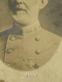 Photo Confederate Civil War Virginia 3 Star General With Southern Cross of Honor