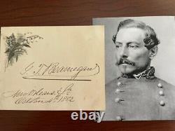 Pierre G. T. Beauregard Signed Card, General Csa, CIVIL War, Railroad President