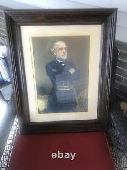 Primitive Civil War General Robert E. Lee Large Portrait By John Adams Elder