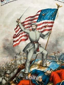 RARE 1861 UNION VOLUNTEER'S QUICKSTEP 1861 with SPECTACULAR COLOR LITHOGRAPH