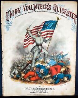 RARE 1861 UNION VOLUNTEER'S QUICKSTEP 1861 with SPECTACULAR COLOR LITHOGRAPH