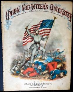 RARE 1861 UNION VOLUNTEER'S QUICKSTEP 1861 with SPECTACULAR COLOR LITHOGRAPH