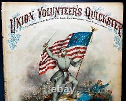 RARE 1861 UNION VOLUNTEER'S QUICKSTEP 1861 with SPECTACULAR COLOR LITHOGRAPH