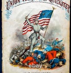 RARE 1861 UNION VOLUNTEER'S QUICKSTEP 1861 with SPECTACULAR COLOR LITHOGRAPH