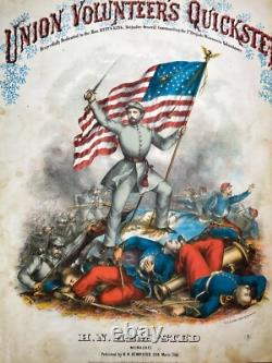 RARE 1861 UNION VOLUNTEER'S QUICKSTEP 1861 with SPECTACULAR COLOR LITHOGRAPH