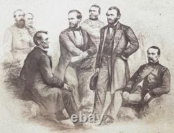 RARE! CIVIL WAR PRESIDENT LINCOLN with GENERALS GRANT, SHERMAN, SHERIDAN CDV PHOTO