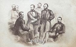 RARE! CIVIL WAR PRESIDENT LINCOLN with GENERALS GRANT, SHERMAN, SHERIDAN CDV PHOTO