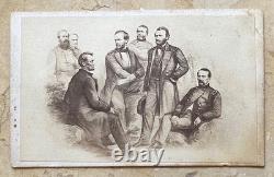 RARE! CIVIL WAR PRESIDENT LINCOLN with GENERALS GRANT, SHERMAN, SHERIDAN CDV PHOTO