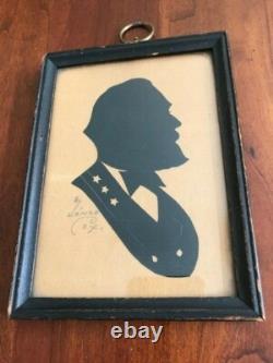RARE Framed Robert E. Lee Silhouette by Lonzo Cox, Confederate Civil War General