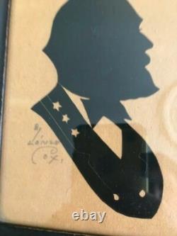 RARE Framed Robert E. Lee Silhouette by Lonzo Cox, Confederate Civil War General