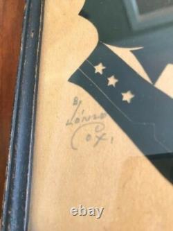 RARE Framed Robert E. Lee Silhouette by Lonzo Cox, Confederate Civil War General