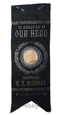 RARE General William Tecumseh Sherman Funeral Ribbon. Original Post Civil War