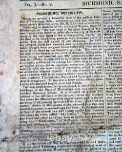 RARE Illustrated CONFEDERATE Civil War with General Braxton Bragg 1862 Newspaper